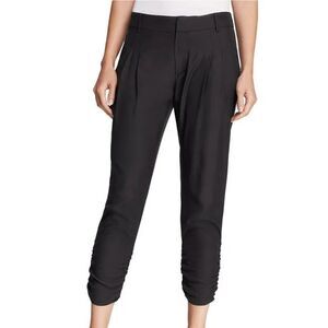 Parker Devlin Pants 4 Womens Black‎ Silk Ruched Joggers Dress Trousers